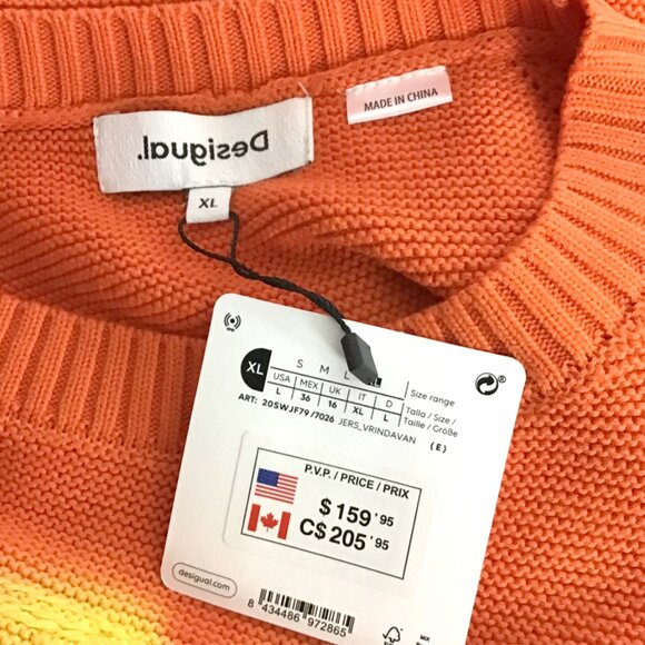 DESIGUAL Orange Faded and Ethnic Knit Sweater - Picture 11 of 12
